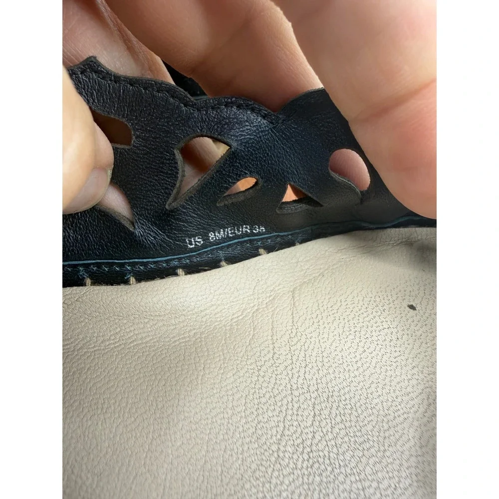 Via Spiga Espadrille Flats Womens 8 Black Laser Cut‎ Suede Scalloped